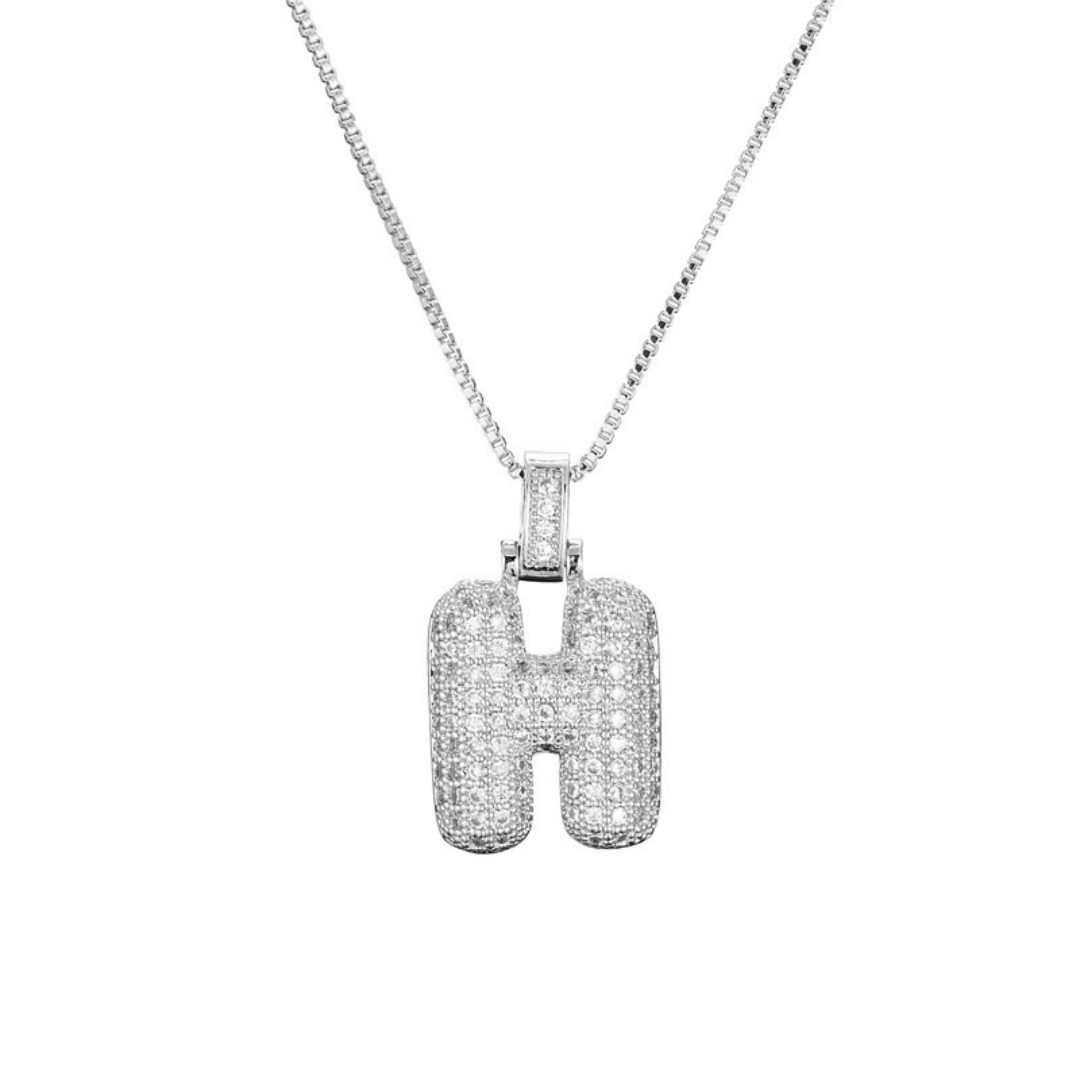 ICED BUBBLE LETTER INITIAL NECKLACE