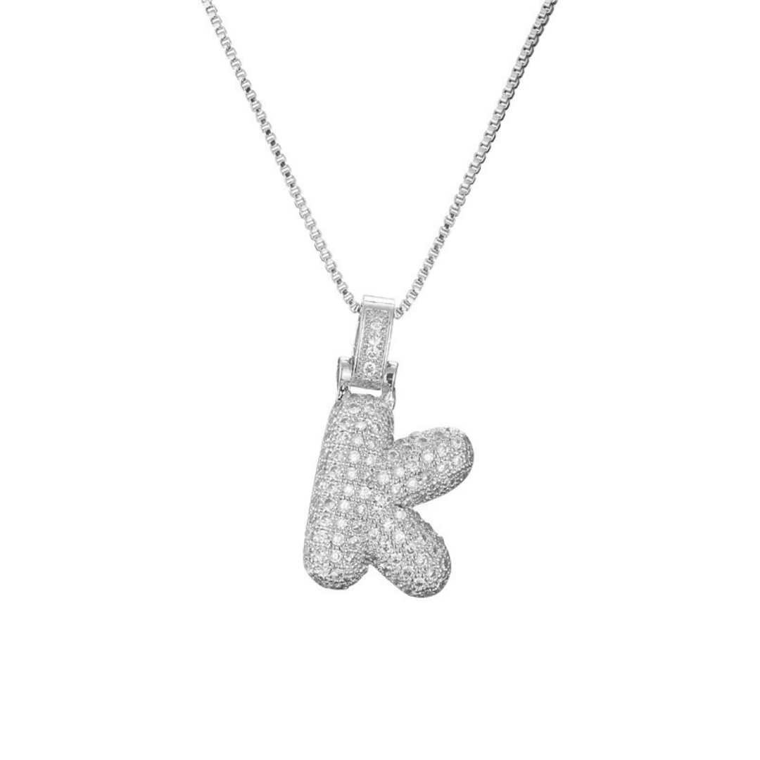 ICED BUBBLE LETTER INITIAL NECKLACE