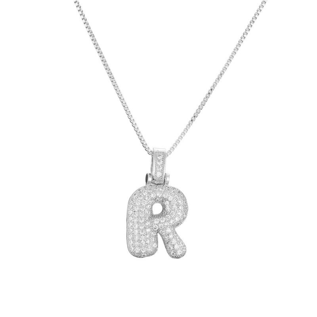 ICED BUBBLE LETTER INITIAL NECKLACE