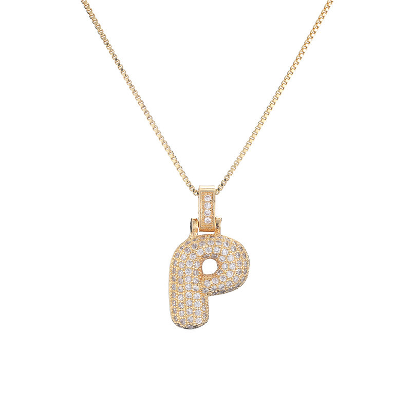 ICED BUBBLE LETTER INITIAL NECKLACE