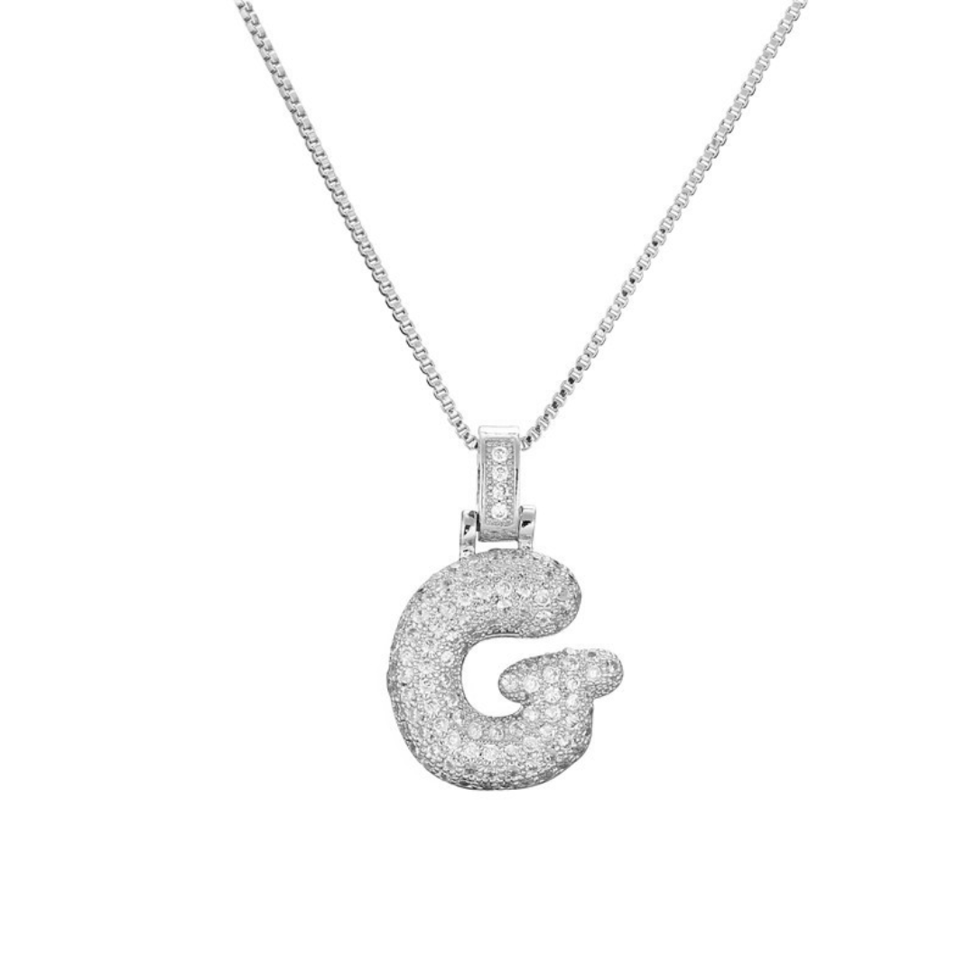 ICED BUBBLE LETTER INITIAL NECKLACE